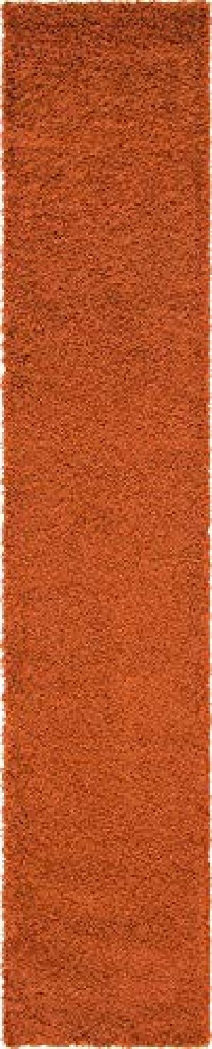 Unique Loom Solo Solid Shag Collection Modern Plush Terracotta Runner Rug (2' 6 x 13' 0)