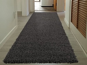 Cozy Shag Collection Charcoal Gray
 Solid Shag Rug (2'0"X4'11") Contemporary Living and Bedroom Soft Shaggy Runner Rug