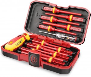 HURRICANE 1000V Insulated Electrician Screwdriver Set, All-in-One Premium Professional 13-Pieces CR-V Magnetic Phillips Slotted Pozidriv Torx Screwdriver 