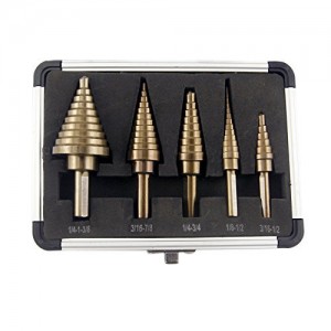CO-Z 5pcs Hss Cobalt Multiple Hole 50 Sizes Step Drill Bit Set with Aluminum Case