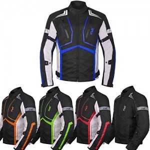 Motorcycle Jacket For Men Cordura Motorbike Racing Biker Riding Breathable CE Armored Waterproof All-Weather (Blue, XXXX-Large)