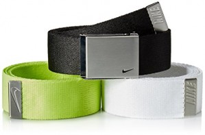 Nike Men's 3 Pack Golf Web Belt, Black/White/Cyber, One Size