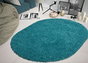 Sweet Home Stores COZY2766-OVAL Shaggy Rug, 5'3" x 7'0" Oval, Turquoise