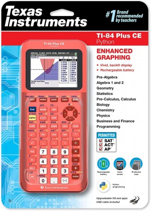 Texas Instruments TI-84 Plus CE Python Color Graphing Calculator, Positive Coral-ation 