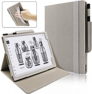 Remarkable 2 10.3 inch Digital Paper Case (2020 Released), Slim Lightweight Book Folios Cover for Tablet with Pen Holder/Hand Strap/Elastic Strap/Multi-Viewing Angles (Gray) 