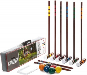 Franklin Sports Croquet Set - Includes Croquet Wood Mallets, All Weather Balls, Wood Stakes and Metal Wickets - Classic Family Outdoor Game
