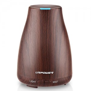 URPOWER 2nd Version Essential Oil Diffuser Aroma Essential Oil Cool Mist Humidifier with Adjustable Mist Mode,Waterless Auto Shut-off and 7 Color LED Lights Changing for Home Office Baby