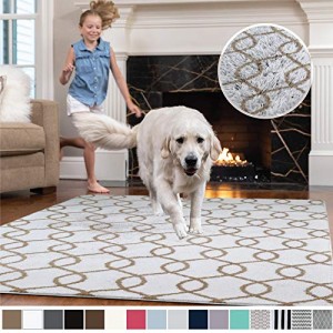 Gorilla Grip Original Faux-Chinchilla Area Rug, 3x5 Feet, Super Soft and Cozy High Pile Washable, Modern Rugs, Luxury Shag Carpets for Home, Nursery, Bed and Living Room, White and Beige
