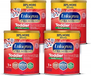 Enfagrow Premium Toddler Nutritional Drink, Vanilla Flavor, Omega-3 DHA for Brain Support, Prebiotics & Vitamins for Immune Health, Non-GMO, Powder Can, 32 Oz, Pack of 4
