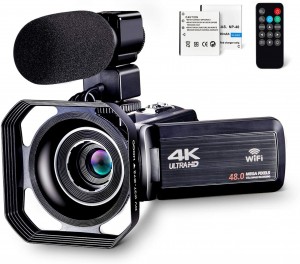 OIEXI 4K Camcorder Vlogging Camera for YouTube Ultra HD 4K 48MP Video Camera with Microphone & Remote Control WiFi Digital Camera 3.0" IPS Touch Screen 