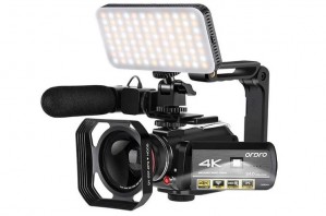 4K Camcorder Video Camera ORDRO AC3 1080P 60FPS Vlog Camera IR Night Vision WiFi Camcorder with Microphone, Wide Angle Lens, LED Video Light, Handheld Holder, Storage Case and 64GB SD Card