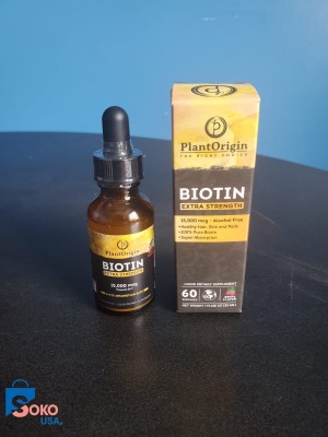 PLANTORIGIN Extra-Strength 15000mcg Biotin Liquid Vitamin Drops - Supports Hair Growth, Glowing Skin & Strong Nails, Alcohol-Free & Kosher, Berry Flavor - 5X Better Absorption, 60 Servings